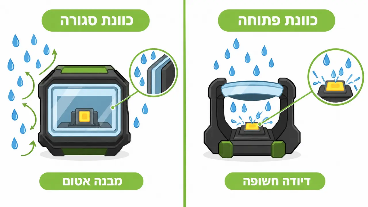 כוונת פתוחה מול סגורה בתנאי רטיבות וזיעה