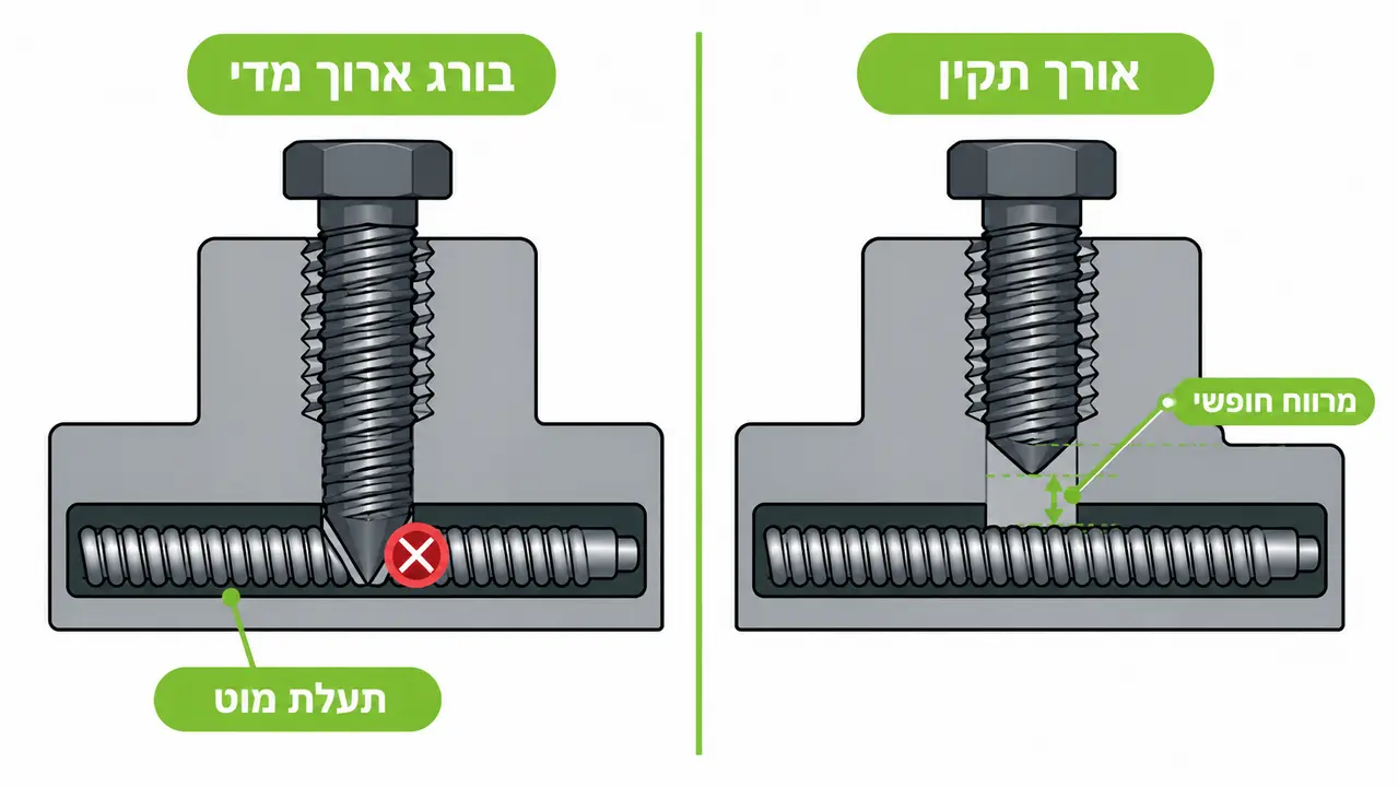 מה גורם לבורג ימני ארוך להשבית את חולץ התרמילים?