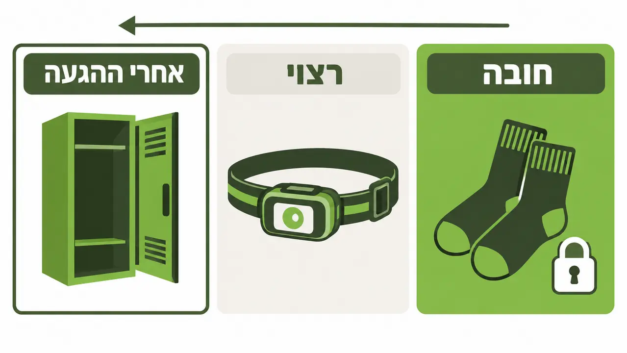 שלוש עמודות לרשימת הגיוס, חובה, רצוי ואחרי ההגעה לבסיס