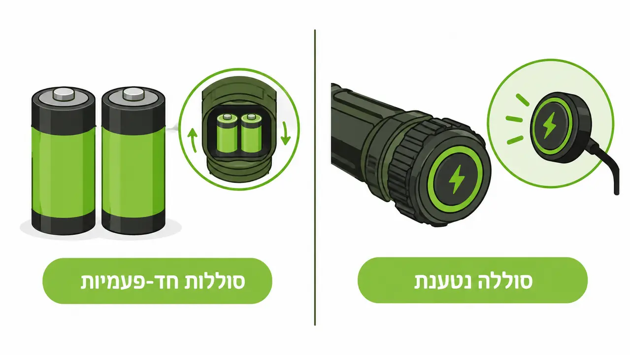 מתי פנס טקטי נטען עדיף על סוללות חד-פעמיות בשטח?